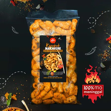 Yasnack Kerupuk Makaroni Pedas Daun Jeruk